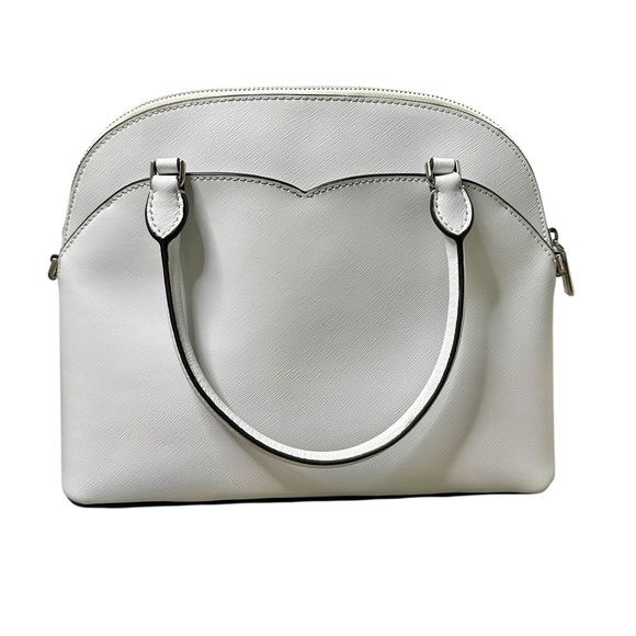 Kate Spade Payton Medium Dome Satchel White Leather Crossbody - Picture 3 of 12